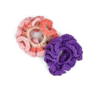 Σετ scrunchies μωβ & ροζ/μπεζ