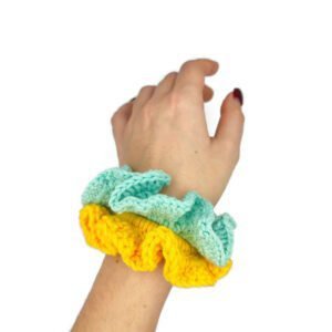 Σετ scrunchies βεραμάν & κίτρινο