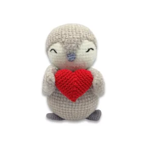 Βελουτέ πιγκουίνος γκρι ανοιχτό με καρδούλα