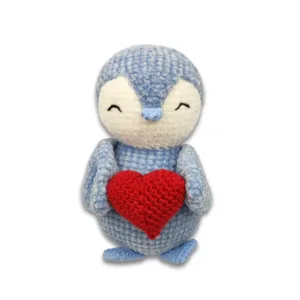 Βελουτέ πιγκουίνος γαλάζιος με καρδούλα