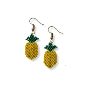 Σκουλαρίκια με χάντρες Miyuki, Ανανάς
