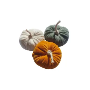 Σετ 3 διακοσμητικές κολοκύθες βελούδο - 8 εκ.