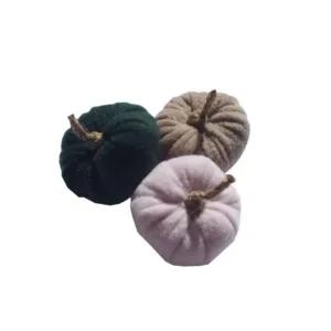 Σετ 3 διακοσμητικές κολοκύθες φλις - 8 εκ.