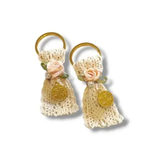 Μαρτυρικά μπρελόκ με εκρού δαντέλα (ελαχ.20τμχ.)