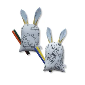 Μαξιλαράκι ζωγραφικής Κουνελάκι Μπλε με δύο μαρκαδόρους σε πουγκί οργάτζα