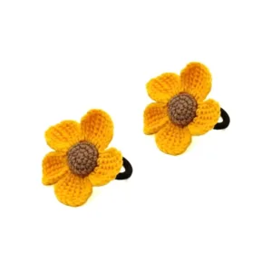 Σετ λαστιχάκια με πλεκτά λουλούδια - 2 τεμάχια