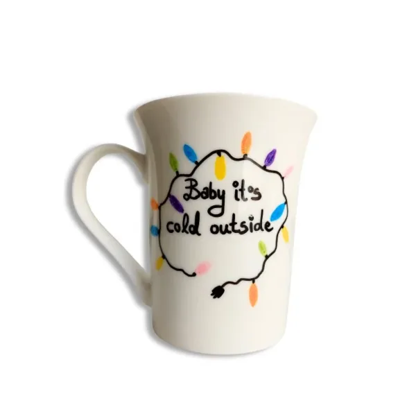 Κούπα ζωγραφισμένη Xριστουγεννιάτικη με λαμπάκια