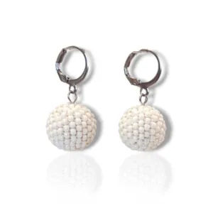 Σκουλαρίκια κοντά με χειροποίητη χάντρα 18mm