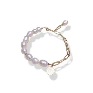 Βραχιόλι με μαργαριτάρια καλιέργειας και ατσάλινη αλυσίδα