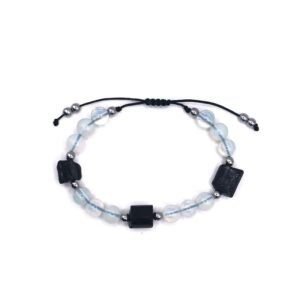 Βραχιόλι με ημιπολύτιμους λίθους Φεγγαρόπετρας και Τουρμαλίνης