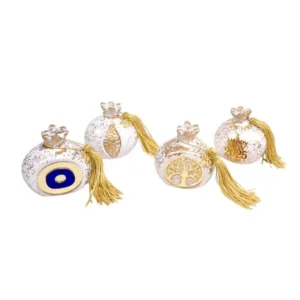 Γούρι 2026 κεραμικό λευκό-χρυσό ρόδι