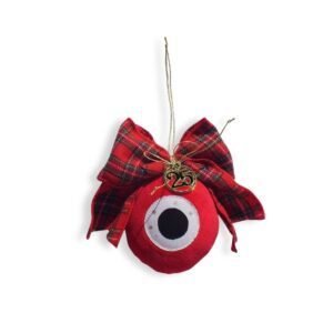 Γούρι Βελούδινο Μάτι με Καρό Φιόγκο