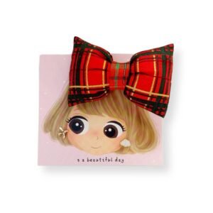 Σετ χριστουγεννιάτικο κλιπ καρό και σκουλαρίκια (Δώρο βραχιόλι)