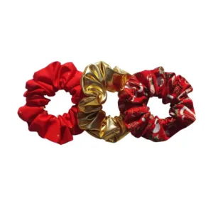 Σετ Δώρου με 3 Χριστουγεννιάτικα Scrunchies-Κόκκινο