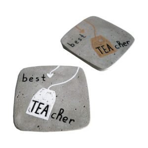 Σετ 2 τσιμεντένια σουβέρ "Βest TEAcher" (10x10x1cm)