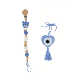 Σετ δώρου 2 τμχ για νεογέννητο, Κλιπ πιπίλας αρκουδάκι & Ματάκι