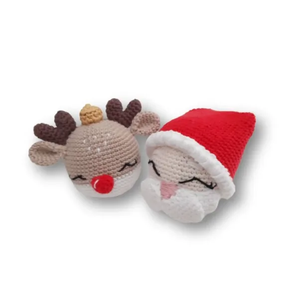 Πλεκτά στολίδια- Άγιος Βασίλης και Ελαφάκι