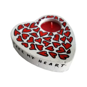 Τσιμεντένια βάση για ρεσώ Καρδιά " TAKE MY HEART " red & white