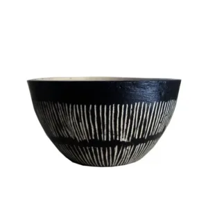 Τσιμεντένιο μπολ Φ21,5cm, Y 11cm - μαύρο ανάγλυφο