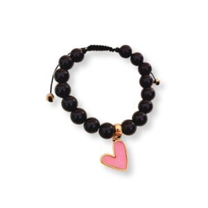 Βραχιόλι μακραμέ με καρδιά βιτρώ