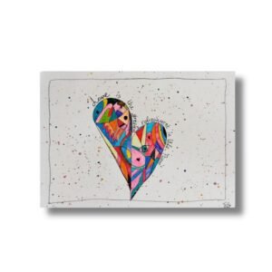 Κάρτα με καρδιά χρωματιστή, Picasso quote