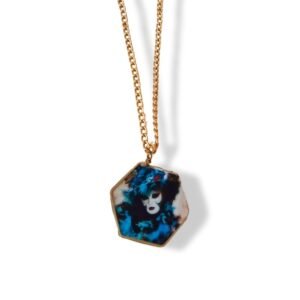 Χειροποίητο κολιέ καρναβαλική μάσκα με υγρό γυαλί