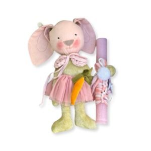 λαμπάδα με λούτρινο ροζ λαγουδάκι