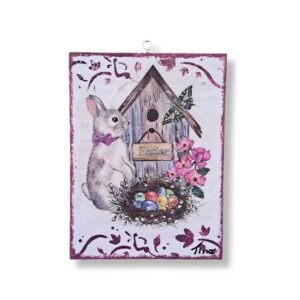 Πίνακας σε ξύλινο κάδρο Πασχαλινός Λαγός