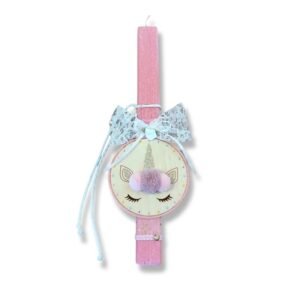 ροζ αρωματική λαμπάδα με μονόκερο