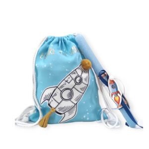 Λαμπάδα για αγοράκι "πύραυλος" με ασορτί τσαντάκι ώμου, σετ των 2