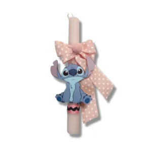 Ροζ αρωματική λαμπάδα με το μπλε πλασματάκι (25εκ)