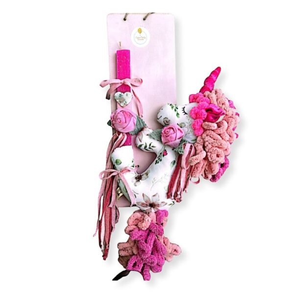 Λαμπάδα με Πλάτη Φούξια και Λούτρινο Μονόκερο