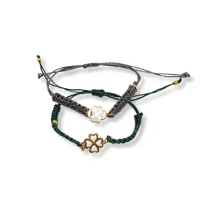 Μακραμέ βραχιόλι με Χρυσό ατσάλινο λουλούδι