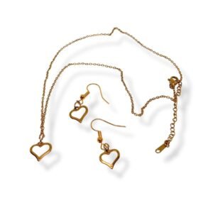 Σετ κολιέ και σκουλαρίκια ατσάλινα με καρδιά
