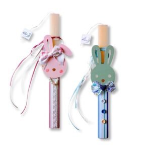 Λαμπάδα αρωματική πλακέ με ξύλινο διακοσμητικό Κουνελάκι