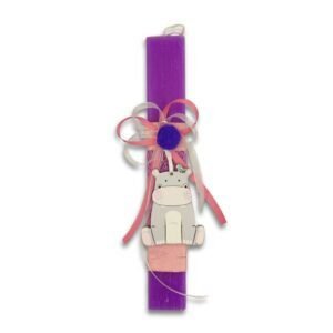 Αρωματική Λαμπάδα ματζέντα με ξύλινο Ιπποπόταμο (26 εκ)