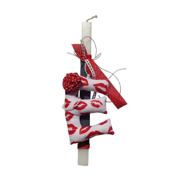 Λαμπάδα με Μονόγραμμα με Τριαντάφυλλο