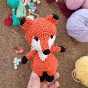 Σετ παιχνιδολαμπάδα λευκή με πλεκτή αλεπουδίτσα