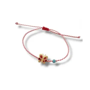 Μαρτάκι με ατσάλινη πεταλούδα και γαλάζια χάντρα.