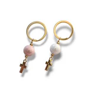 Μαρτυρικά μπρελόκ με γυαλιστερή χάντρα 14mm (ελάχ.20τμχ)