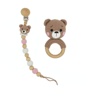 Σετ δώρου 2 τμχ για νεογέννητο, Κουδουνίστρα & κλιπ πιπίλας