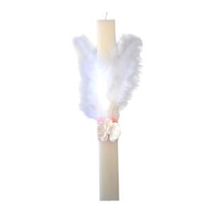 Λαμπάδα με ορχιδέα από αρωματικό πηλό & πούπουλα