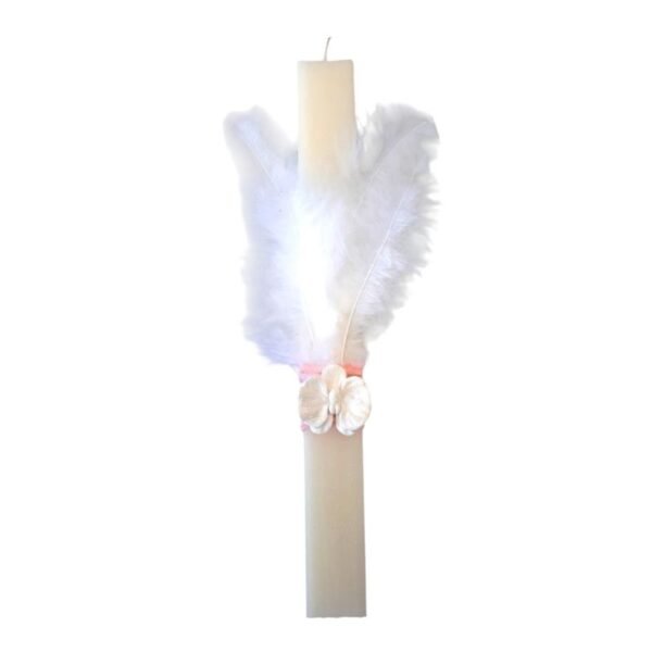 Λαμπάδα με ορχιδέα από αρωματικό πηλό & πούπουλα