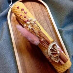 λαμπαδάκι μελισσοκέρι με αποξηραμένα λουλούδια