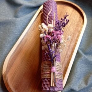 λαμπαδάκι μελισσοκέρι με αποξηραμένα λουλούδια