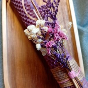 λαμπαδάκι μελισσοκέρι με αποξηραμένα λουλούδια