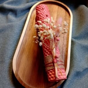 λαμπαδάκι μελισσοκέρι με αποξηραμένα λουλούδια