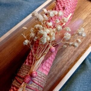 λαμπαδάκι μελισσοκέρι με αποξηραμένα λουλούδια