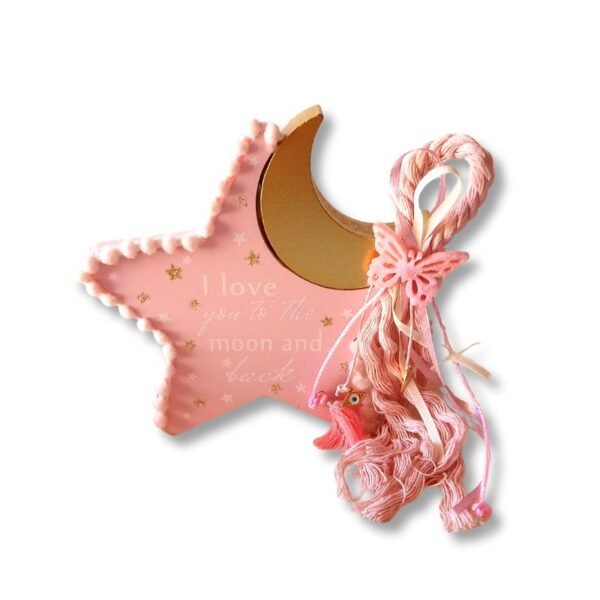 Ροζ Ξύλινο διακοσμητικό Αστέρι για το παιδικό δωμάτιο