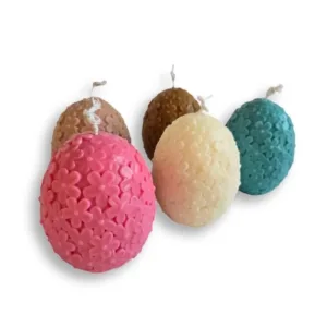 Κερί Ελαιοκράμβης - Αυγό με ανάγλυφα λουλούδια σε μικρό ή μεγάλο μέγεθος .